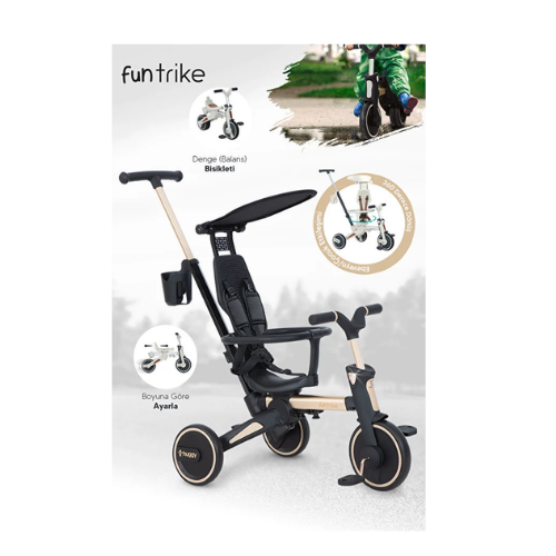 Huggy 6in1 FunTrike Siyah 3 Tekerlekli Bebek Bisikleti |Ebeveyn Kontrollü, Katlanabilir ve Denge Modlu thumbnail