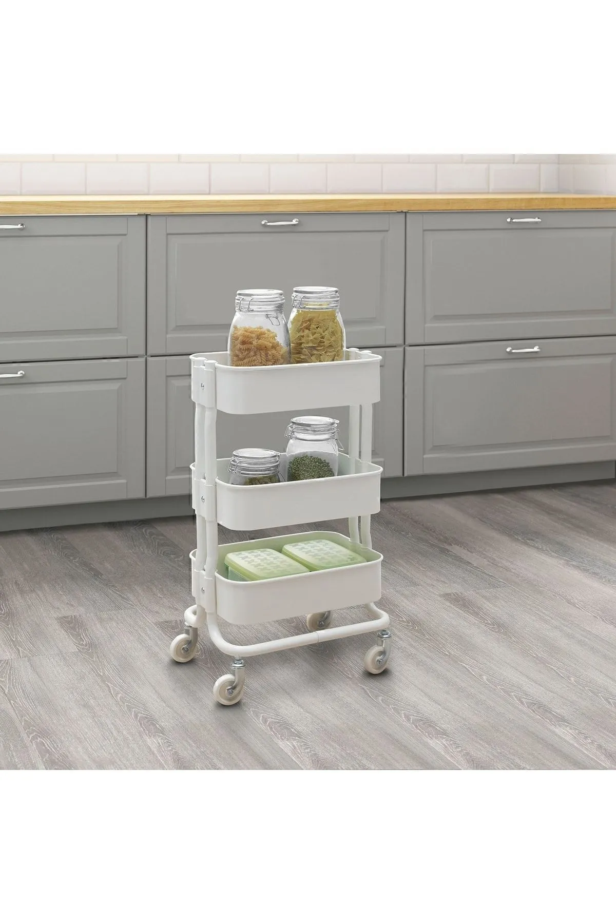 IKEA Rashult Servis Arabası , Beyaz, 38x28x65 Cm thumbnail