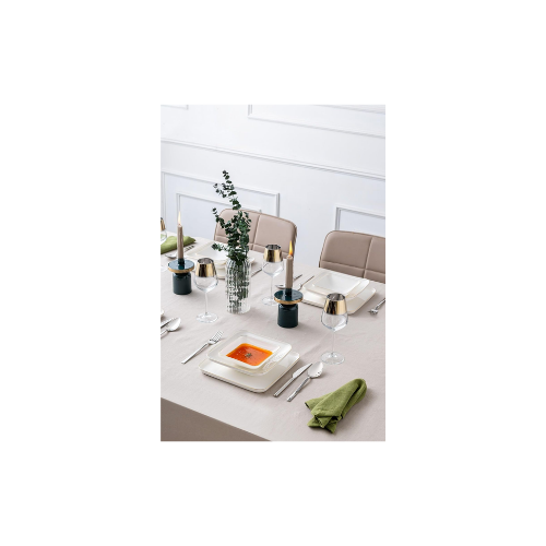 İstanbul Porselen Nadide 18 Parça 6 Kişilik Kare Yemek Takımı Gold