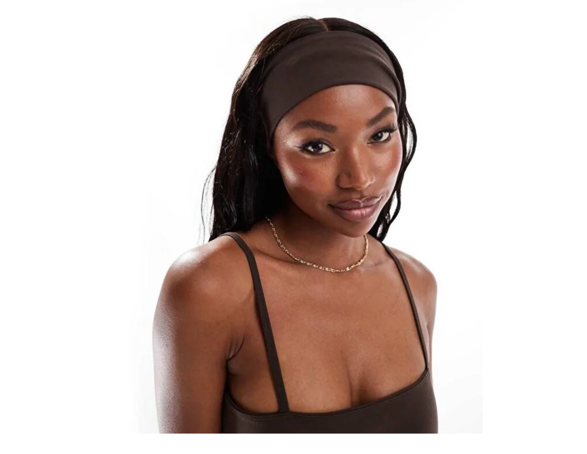 Jeevee Pamuklu Kahverengi Kalın Geniş Yumuşak Esnek Saç Bandı Bandana Yoga Pilates Saç Aksesuarı 10cm