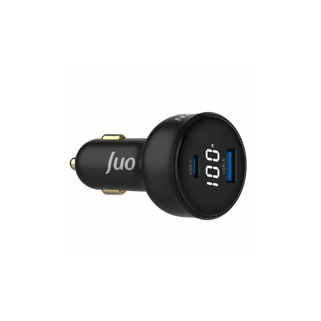 Juo 100W Led Ekranlı Type-C + USB-A Araç Şarj Aleti iPhone & Android & Notebook Araç içi Şarj Cihazı