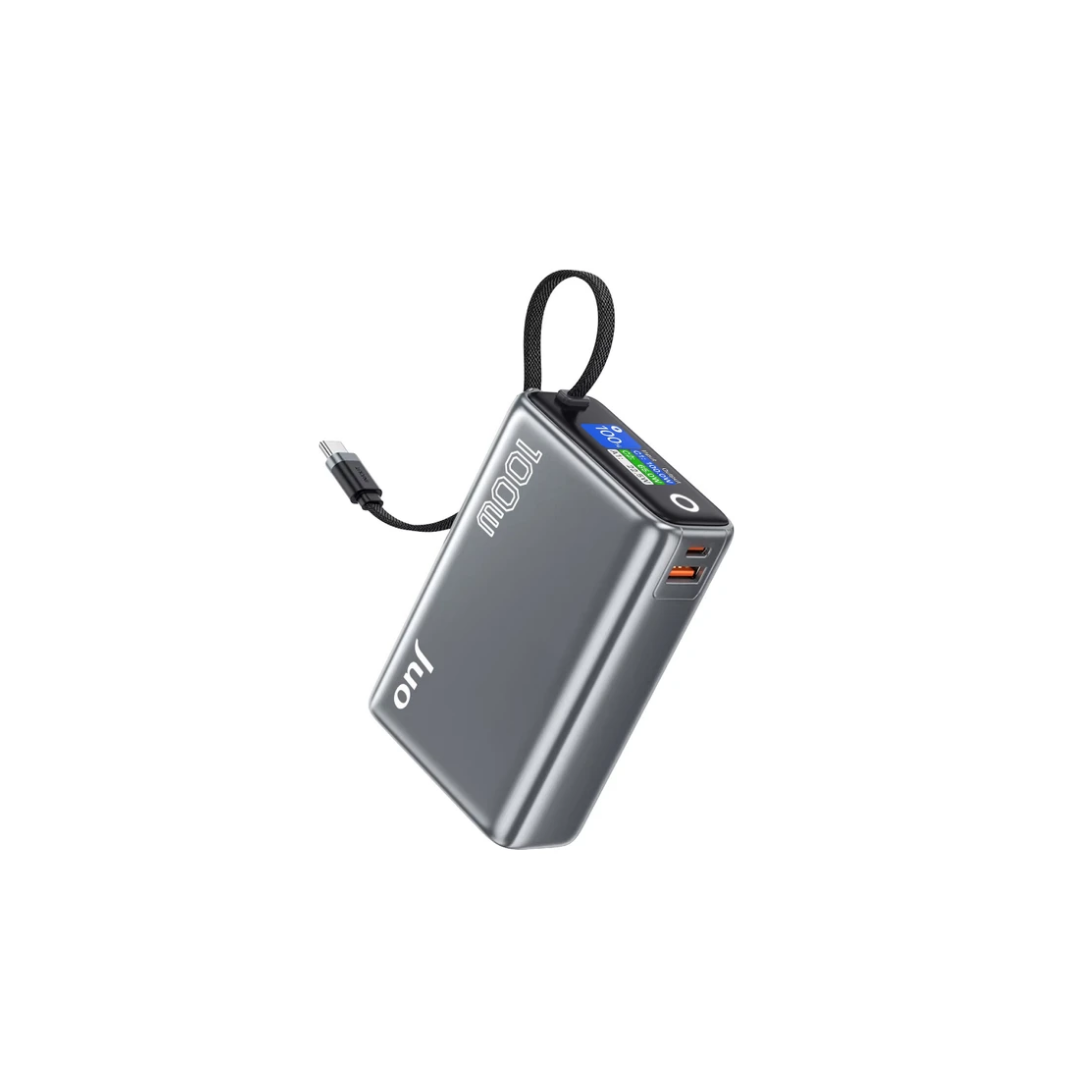 Juo 25000mAh 100W LED Ekranlı Type-C Kablolu Powerbank USB Macbook Notebook Telefon Taşınabilir PD
