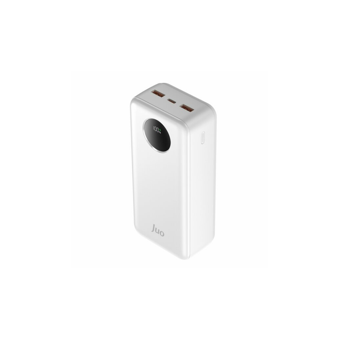Juo 30000mAh 22.5W Dijital Led Ekranlı Taşınabilir Hızlı Şarj Cihazı Powerbank Beyaz