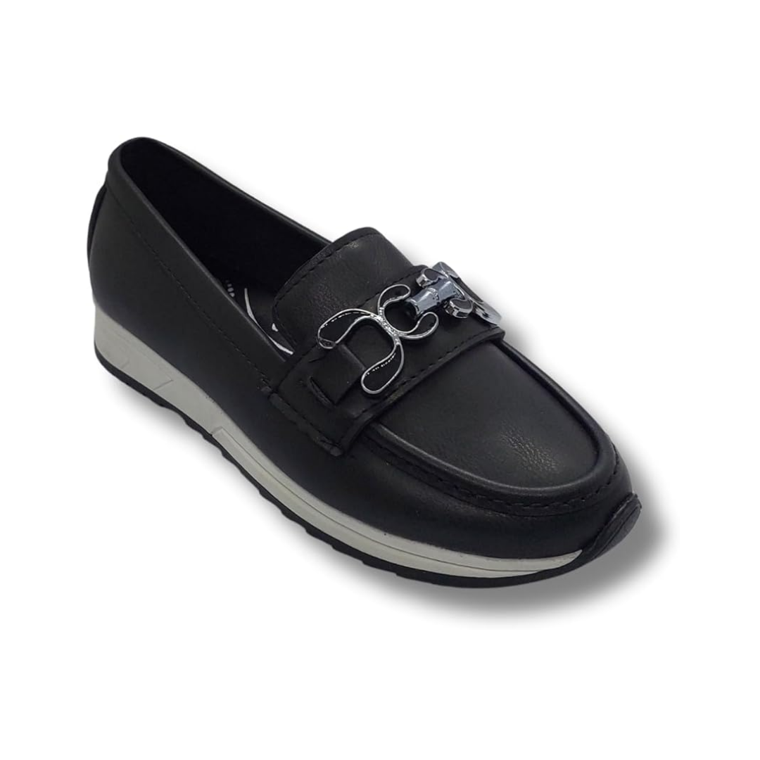 Kadın Siyah Taşlı Tokalı Comfort Loafer Ayakkabı