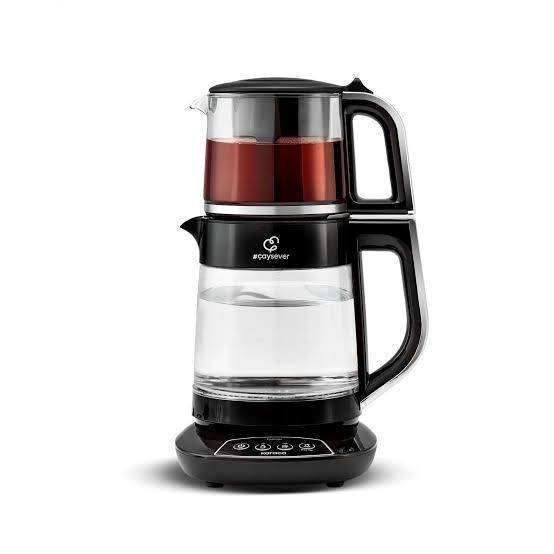 Karaca Çaysever 3 in 1 Konuşan Cam Çay Makinesi Su Isıtıcı ve Mama Suyu Hazırlama 1700W Black