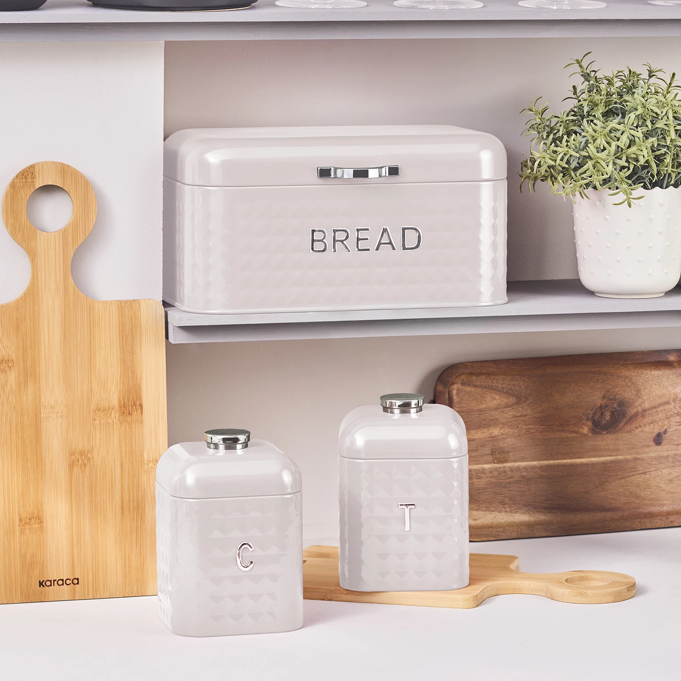 Karaca Elmas Ekmek Kutusu Krem