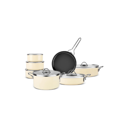 Karaca Erva Emaye 14 Parça Çeyiz Seti Krem