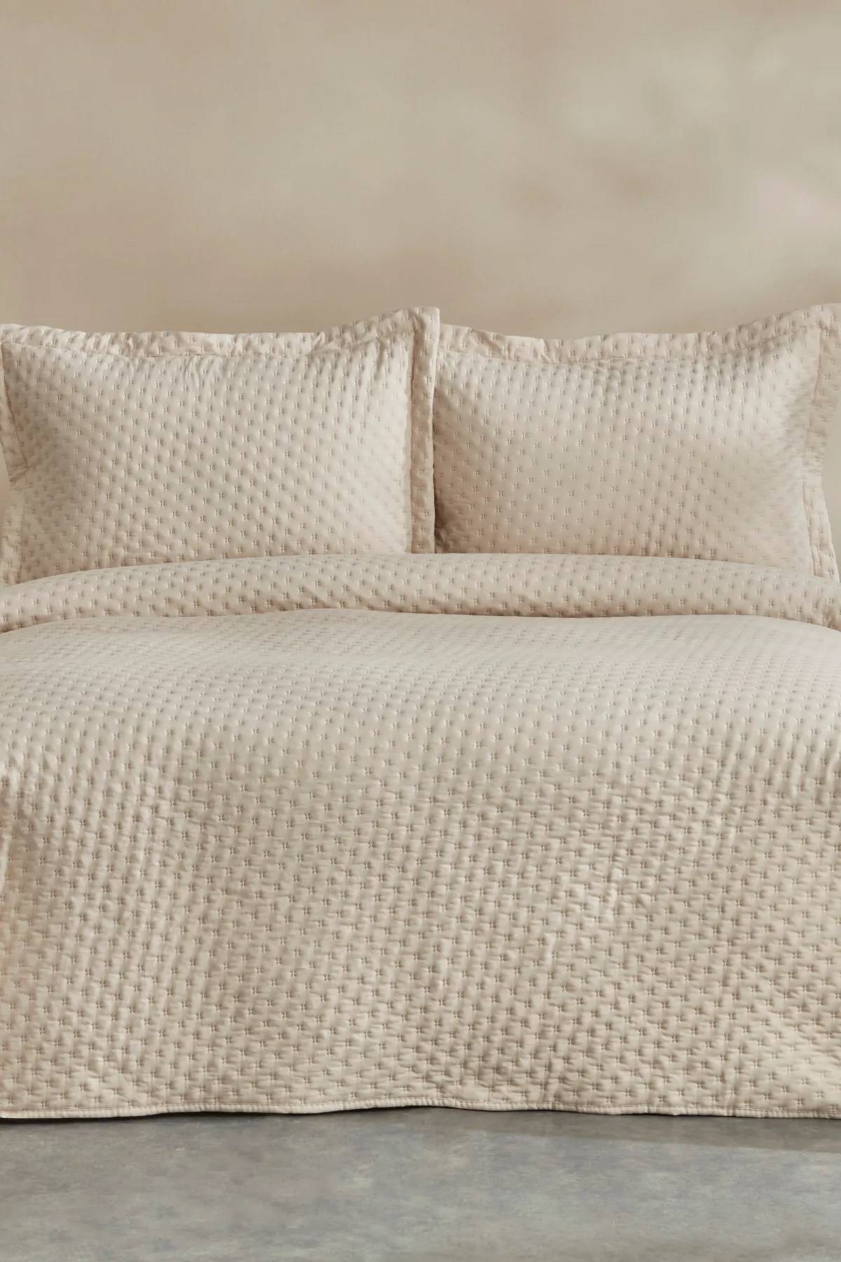 Karaca Home Breeze Soft Çift Kişilik Yatak Örtüsü Takımı Ekru thumbnail