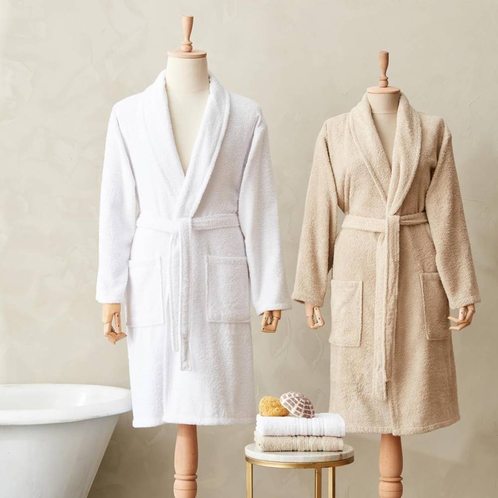 Karaca Home Carli 4 Parça Bornoz - Baş Havlusu Aile Banyo Seti Offwhite Bej thumbnail