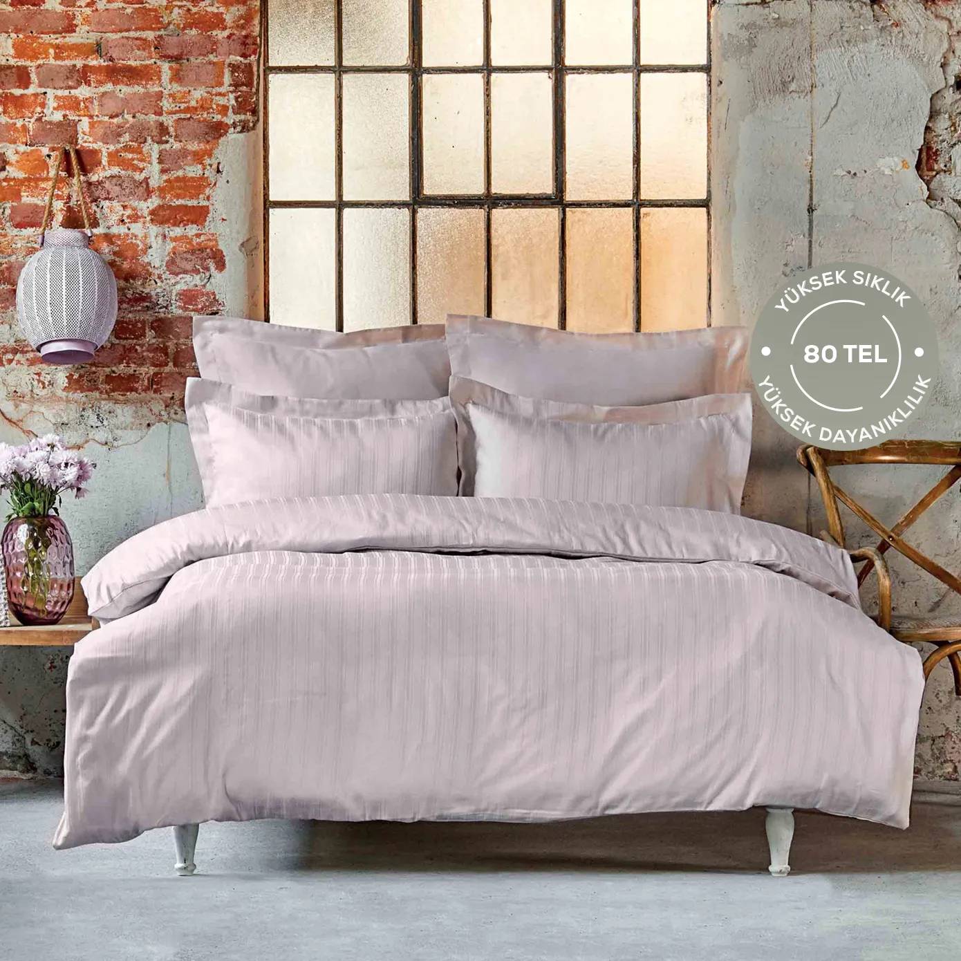 Karaca Home Charm Bold Pudra %100 Pamuk Saten Çift Kişilik Nevresim Takımı thumbnail