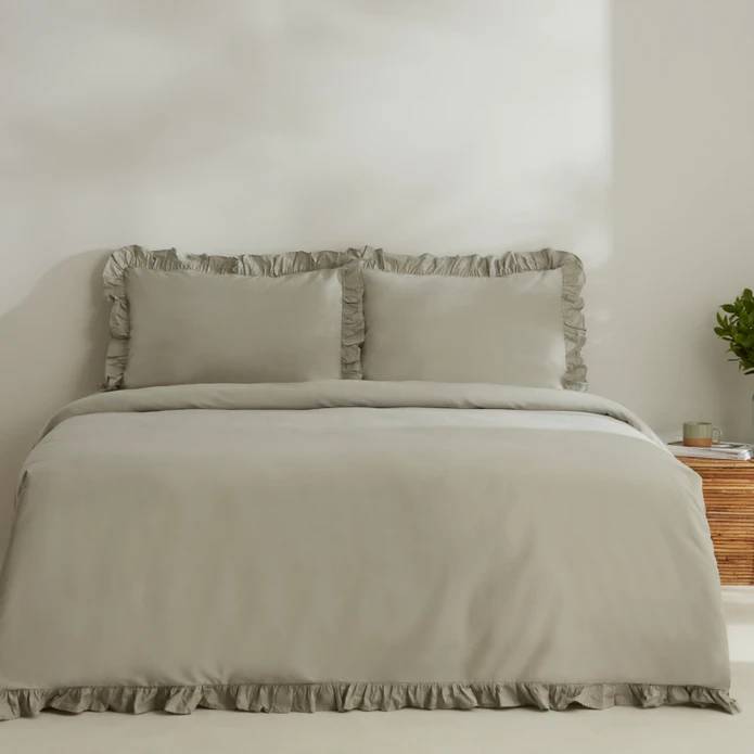 Karaca Home Pure Ruffle %100 Pamuk Çift Kişilik Nevresim Takımı Adaçayı