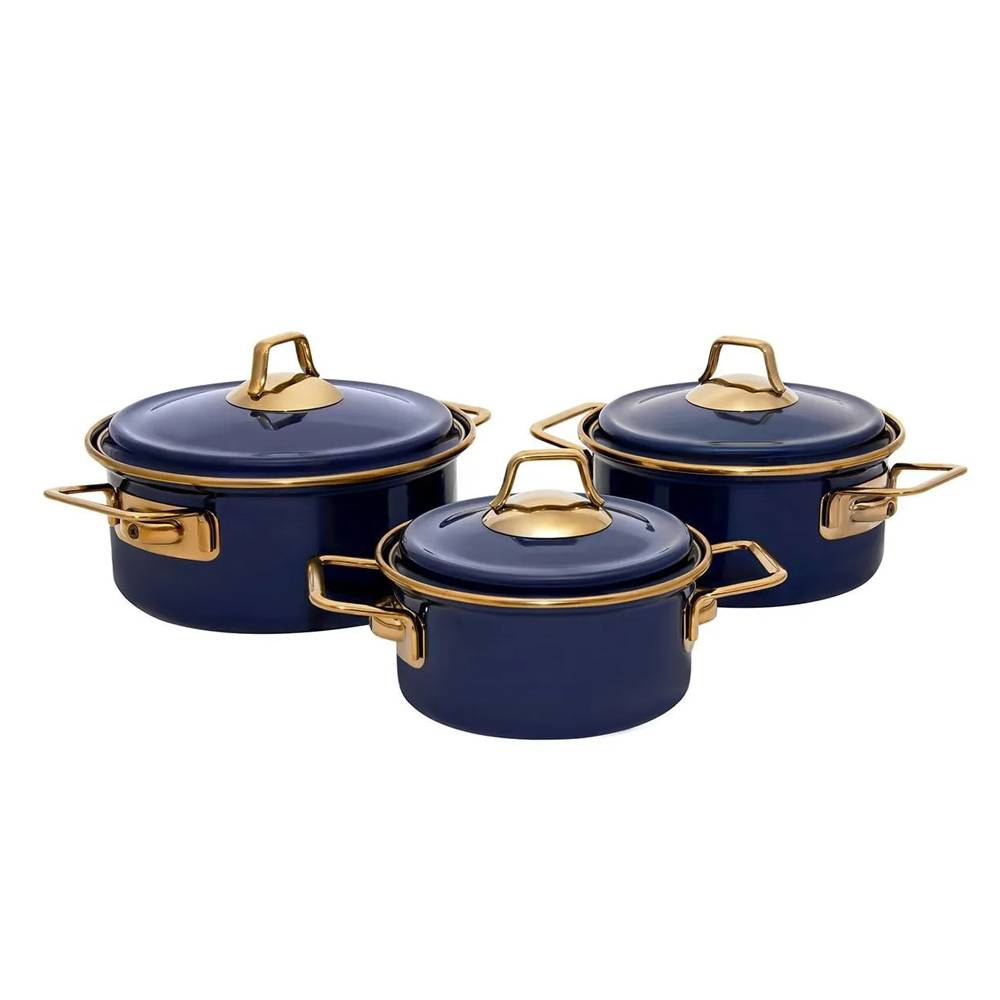 Karaca Piraye Emaye 6 Parça Tencere Seti Lacivert