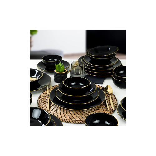 Keramika Ege Siyah Gold Yemek Takımı 24 Parça 6 Kişilik