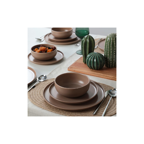 Keramika Nordic Mat Toprak Taupe Yemek Takımı 18 Parça 6 Kişilik 977
