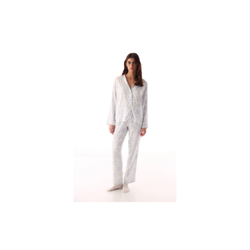 Kırık Beyaz Relax Time Düğmeli Gömlek Pantolon Pijama Takım