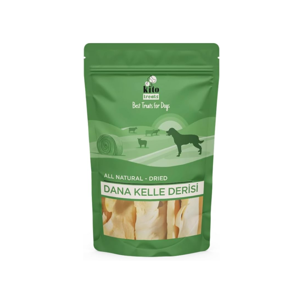 Kito Kurutulmuş Dana Kelle Derisi Çiğnemelik Köpek Ödül Maması%100 Doğal, Glutensiz, Organik 100 gr (Dog Treat)
