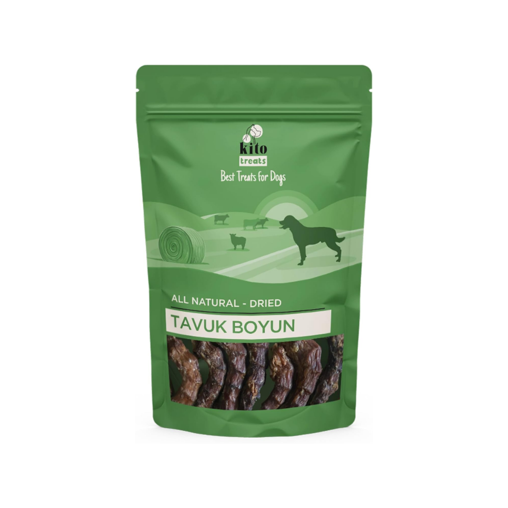 Kito Tavuk Boyun Çiğnemelik Köpek Ödül Maması%100 Doğal, Glutensiz, Organik 100 gr