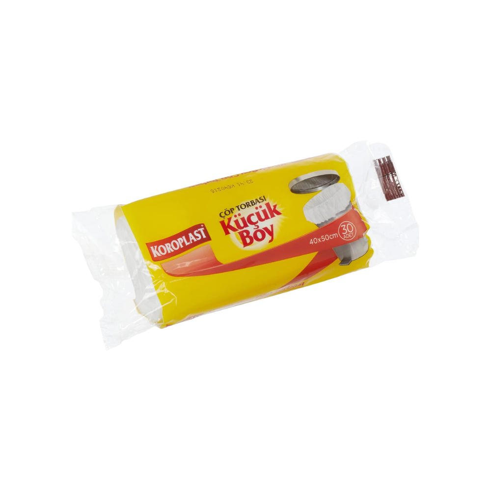 Koroplast Küçük Boy Çöp Poşeti 30'lu 40x50 cm, Sızdırmaz ve Yırtılmaz, Ekonomik Küçük Boy Çöp Torbası, Geri Dönüştürülebilir Atık Torbası, Doğa Dostu, Sürdürülebilir, Güçlü ve Dayanıklı Çöp Poşeti