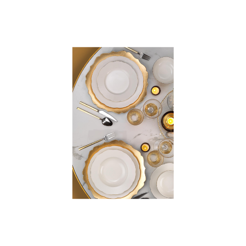 Kütahya Porselen Bone Olympos 24 Parça 6 Kişilik Yemek Takımı Bakır File