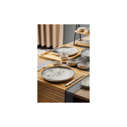 Kütahya Porselen Gri Flora 14 Parça 6 Kişilik Kahvaltı Takımı