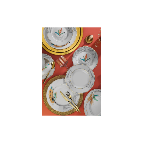 Kütahya Porselen İnci Bone Olympos 53 Parça Altın Fileli Yemek Takımı Dekor 12231 thumbnail