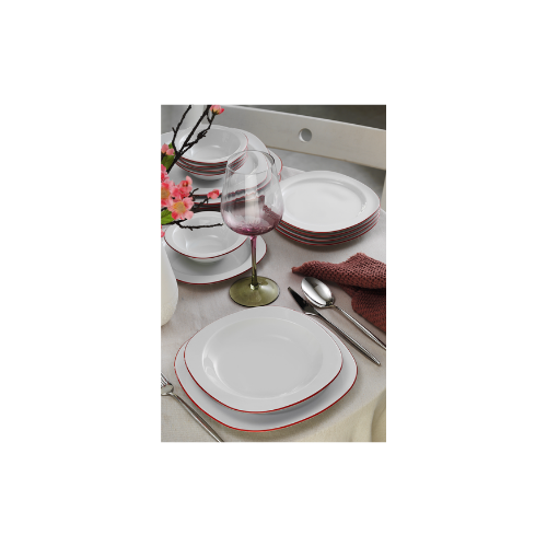 Kütahya Porselen Lapis 24 Parça 6 Kişilik Yemek Takımı Kırmızı File