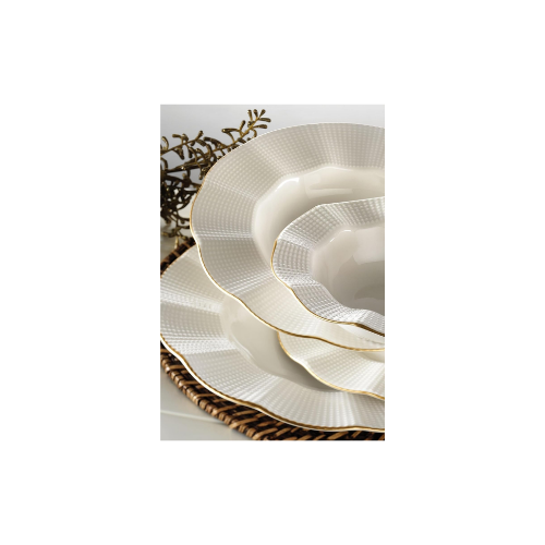 Kütahya Porselen Milena 26 Parça 6 Kişilik Yemek Takımı Altın Fileli