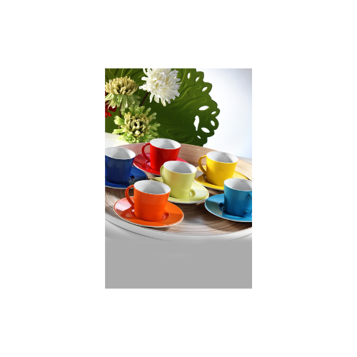 Kütahya Porselen Toledo Renkli 12 Parça 6 Kişilik Kahve Fincan Takımı