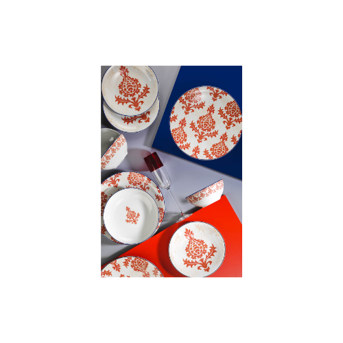 Kütahya Porselen Zeugma 24 Parça 6 Kişilik Yemek Takımı Kırmızı