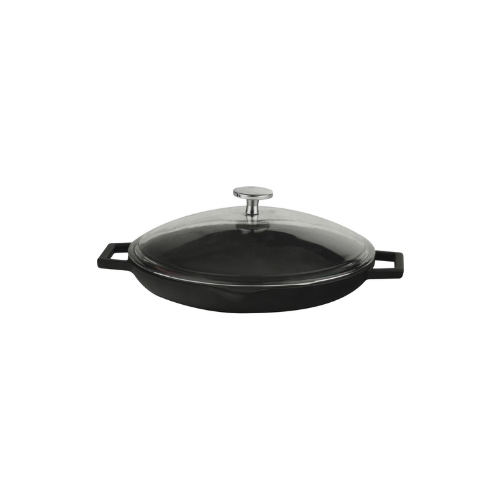 Lava Döküm Kızartma Tavası 30 cm Siyah Cam Kapaklı