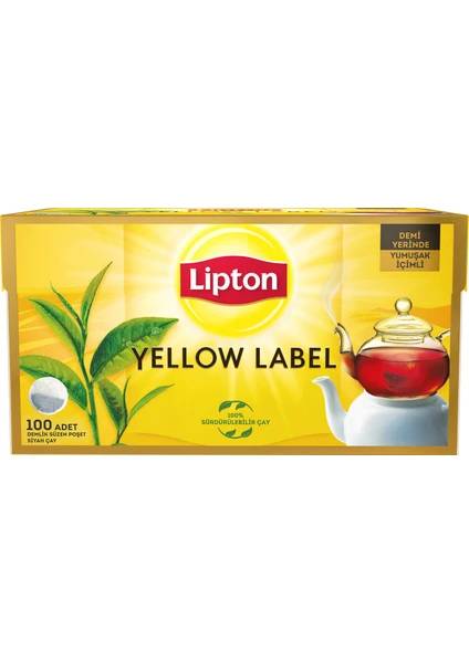 Lipton Yellow Label Demlik Süzen Poşet Siyah Çay 100 adet