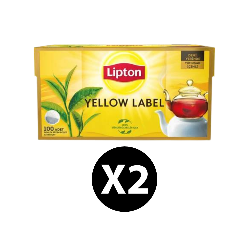 Lipton Yellow Label Demlik Süzen Poşet Siyah Çay 100 adet x2