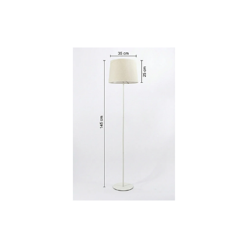 Marrien Cora Krem Metal Ayaklı Bohem Lambader 145 cm Kumaş Başlıklı Salon Yatak Odası Köşe Aydınlatma