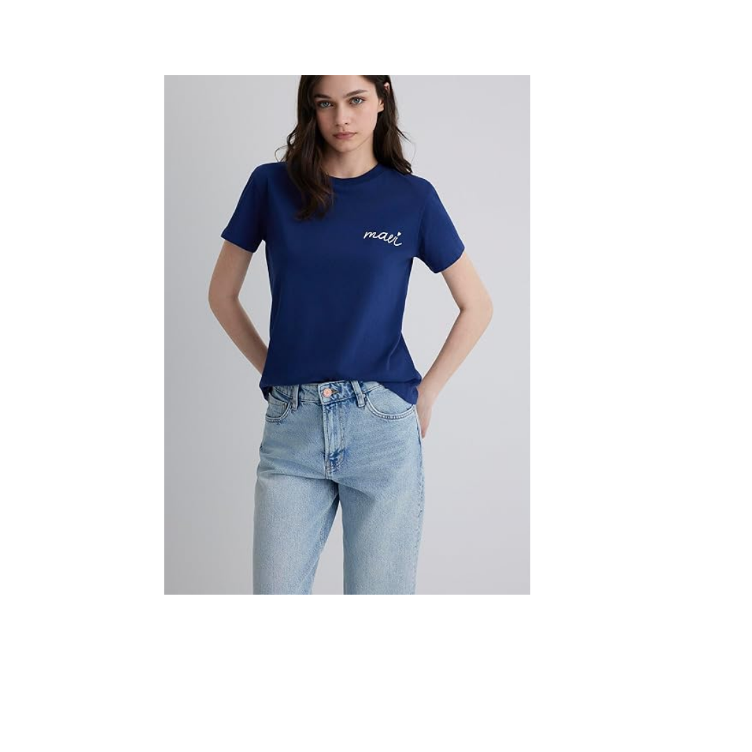 Mavi Logo Baskılı Beyaz Tişört Semi Slim Fit/Yarı Dar Kesim 1612962-620