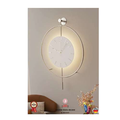 MetaQuartz Aksesuar Gümüş Kristal Seri-büyük Boy(50X75CM)- Pilli Led - Modern Dekoratif Duvar Saati thumbnail