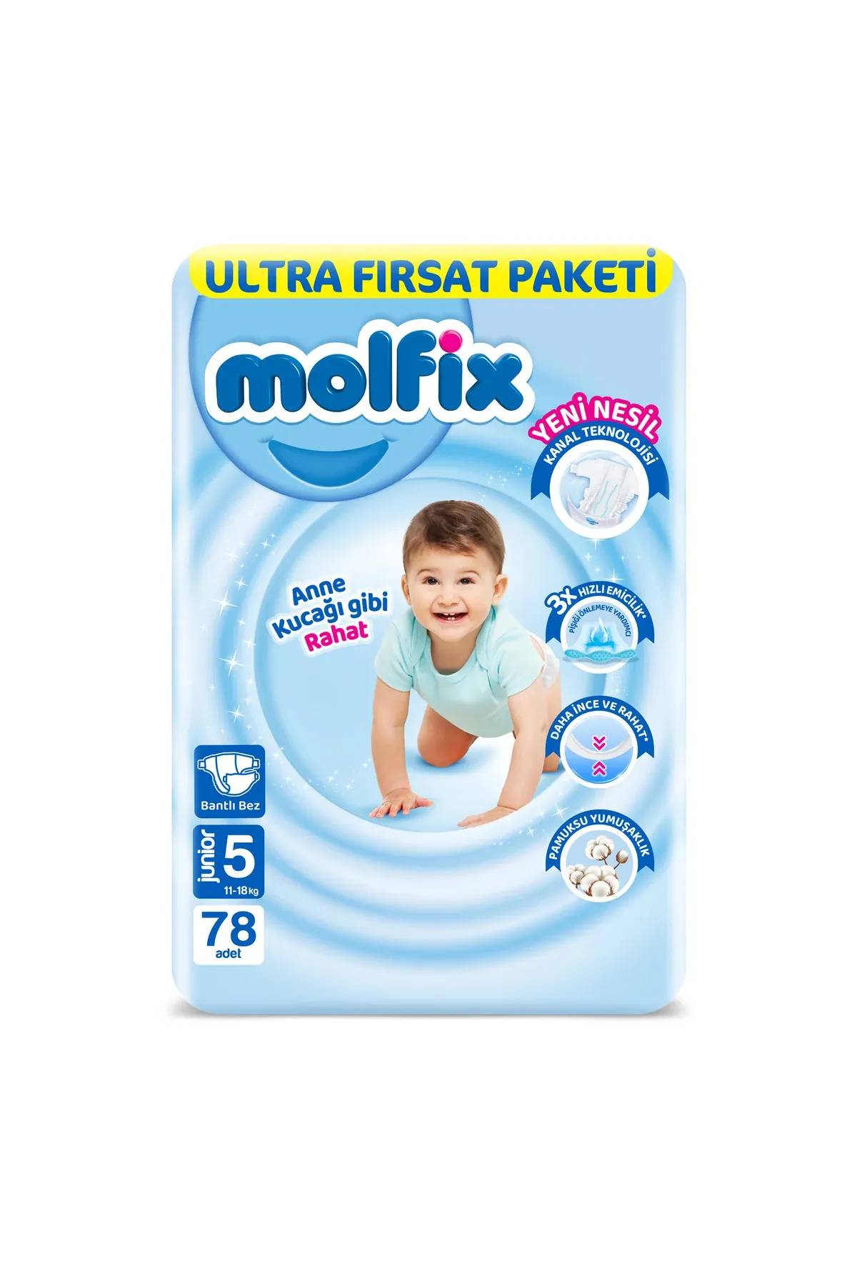 Molfix Bebek Bezi Ultra Paketi 5 Numara 78'li