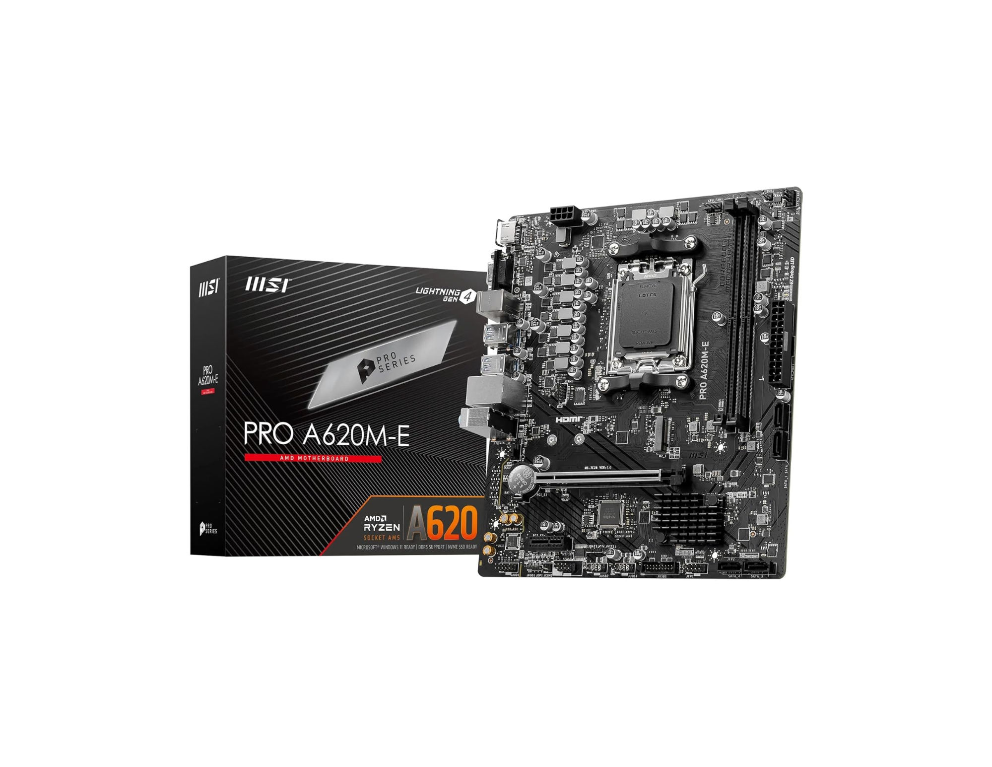 MSI MB PRO A620M-E AM5 DDR5 6000MHZ(OC) HDMI VGA 1X M.2 USB3.2 GIGABIT LAN MATX Anakart