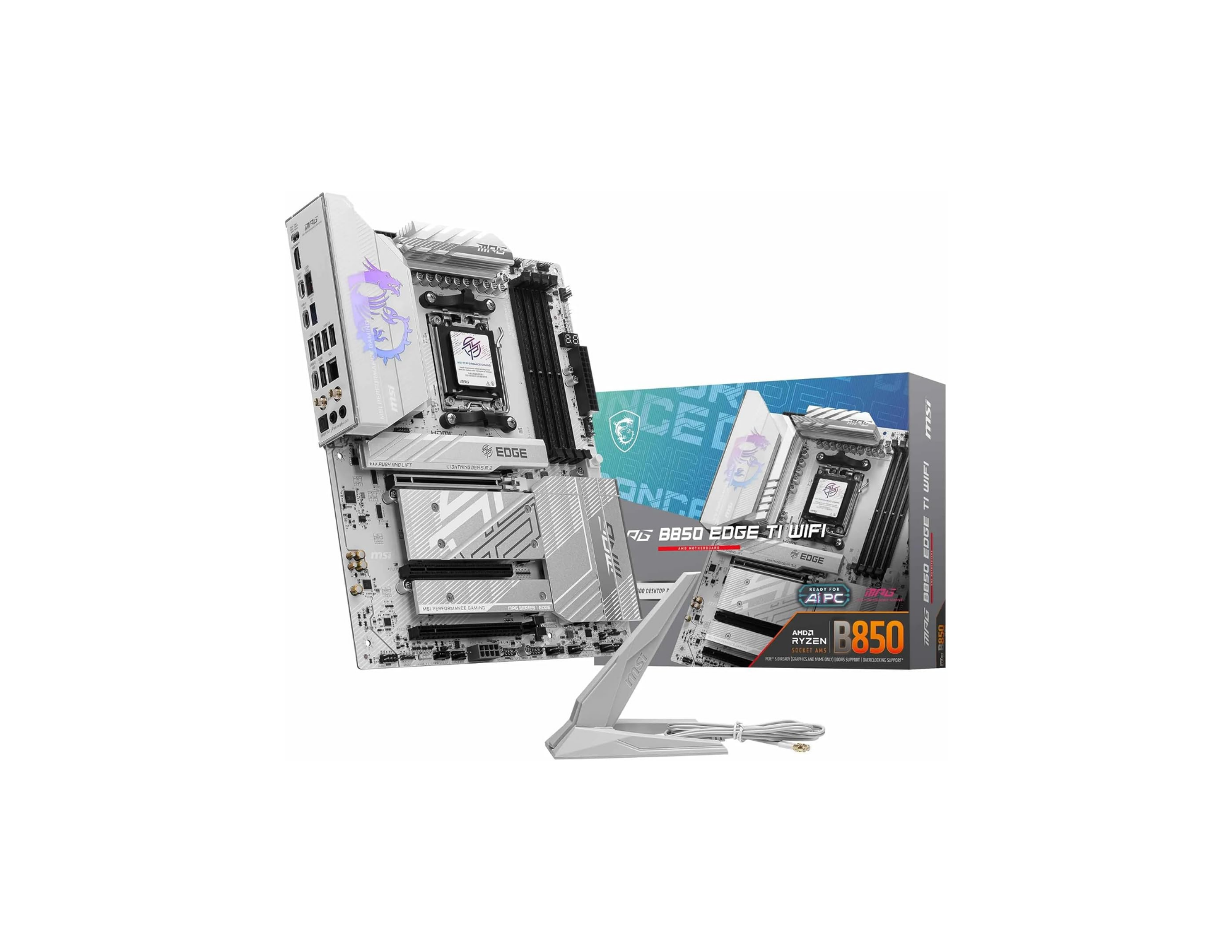 MSI MPG B850 Edge TI WiFi Anakart, ATX - AMD Ryzen 9000/8000 / 7000 İşlemcileri destekler, AM5-80A SPS VRM, DDR5 Memory Boost (8400+MT/s OC), PCIe 5.0 x16, M.2 Gen5, Wi-Fi 7, 5G LAN
