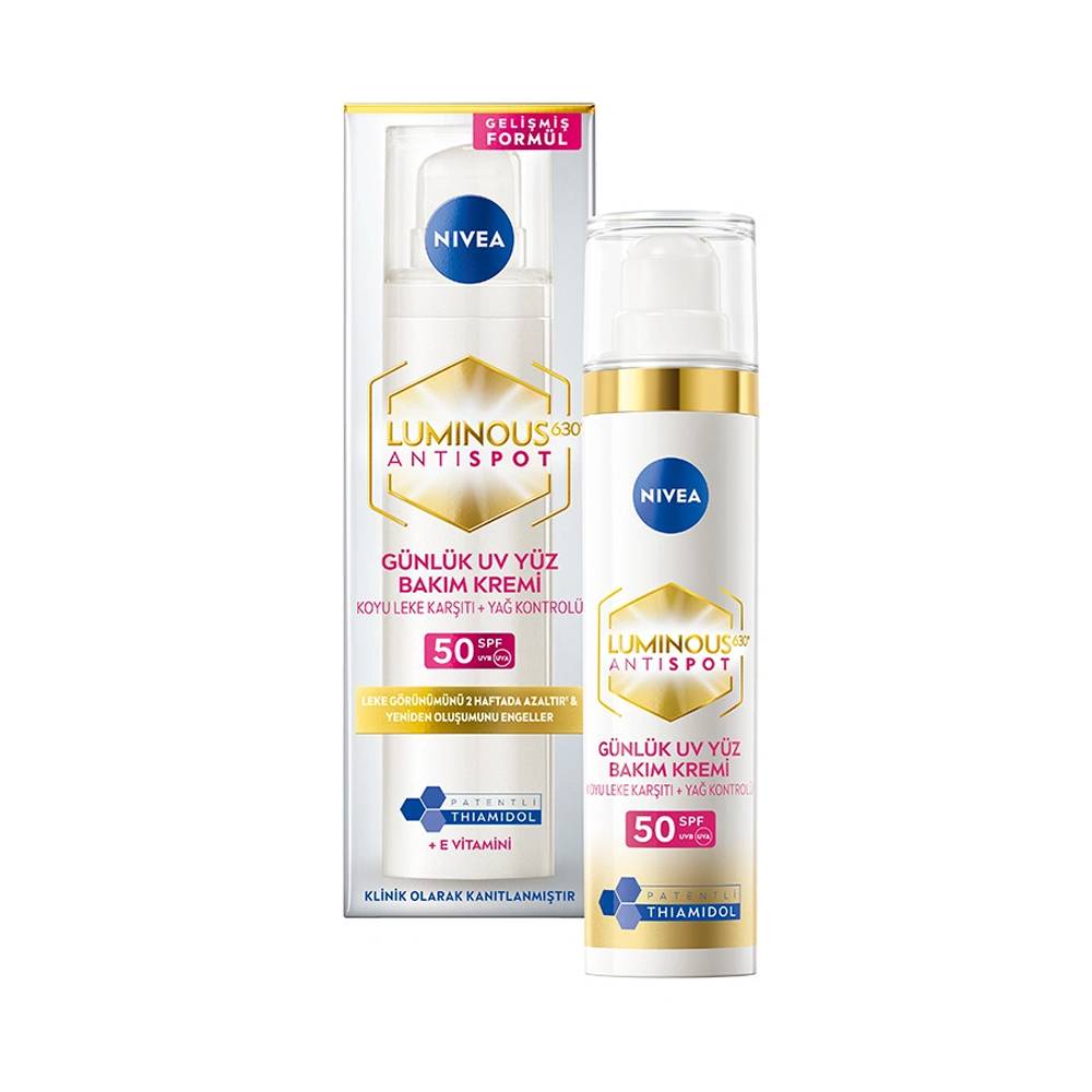 Nivea Luminous630 Thiamidol Etkili Leke Karşıtı Gündüz Yüz Kremi 40ml, SPF50 UV Koruma