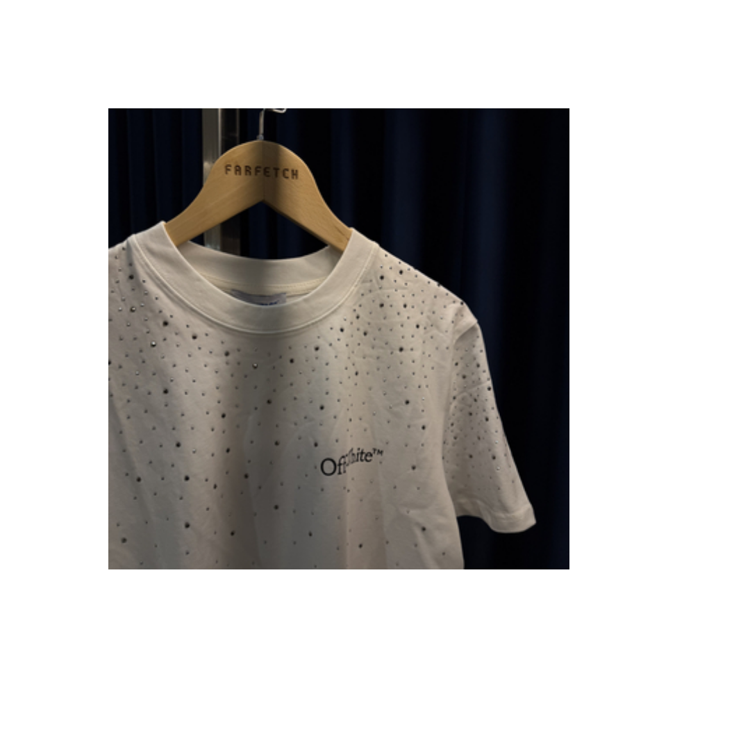Off White Taşlı T-Shirt
