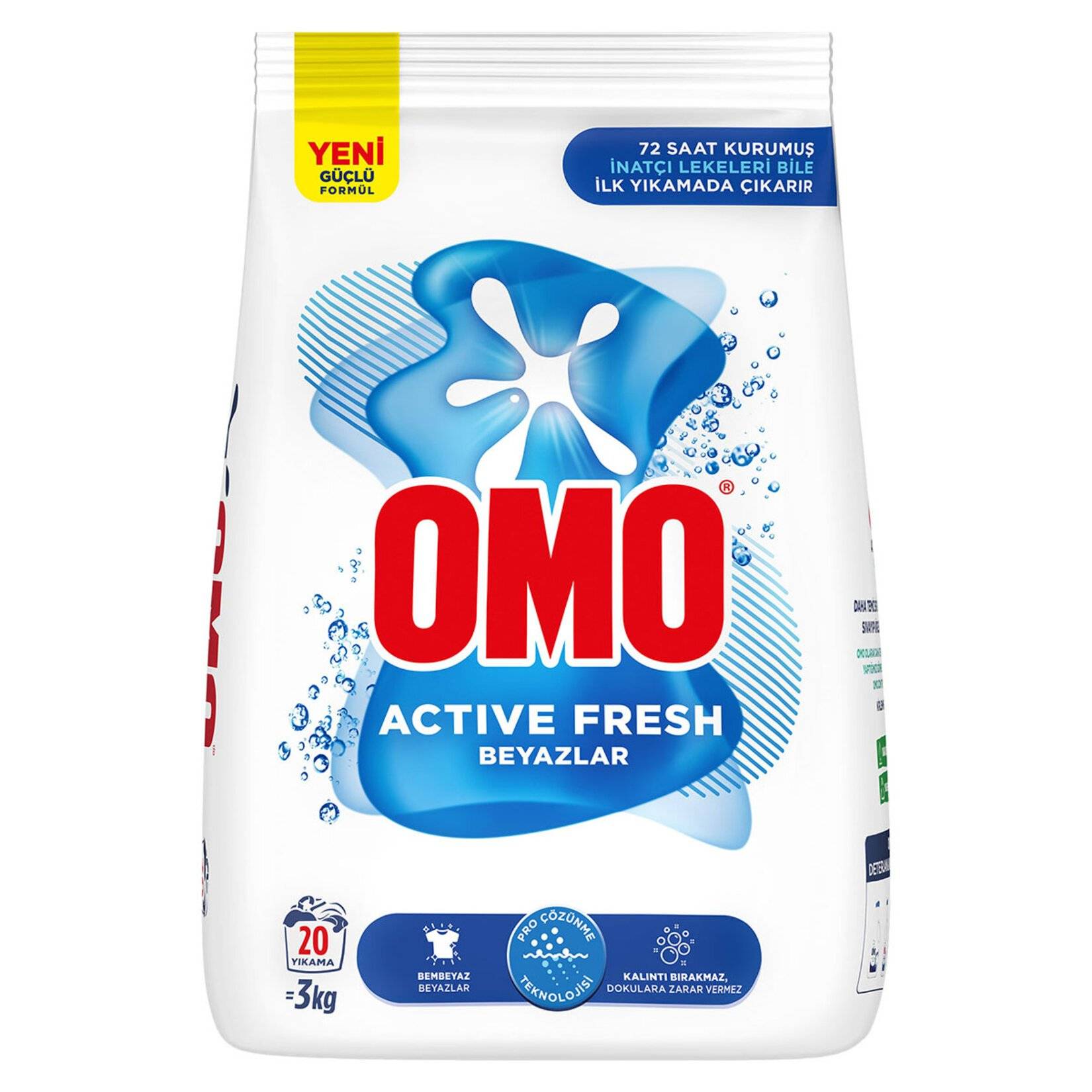Omo Active Fresh Beyazlar Toz Çamaşır Deterjanı 3 KG (20 Yıkama)