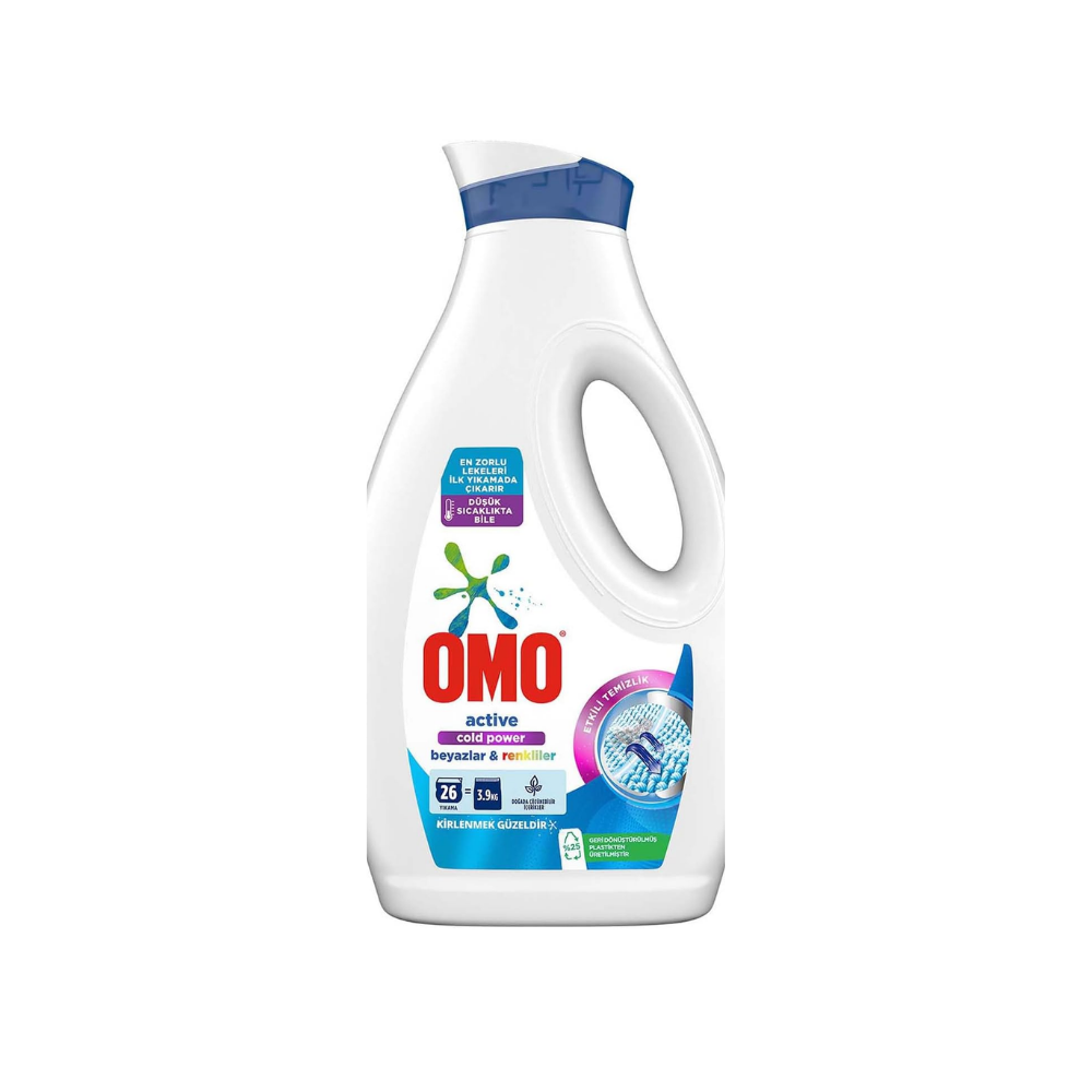 Omo Sıvı Active Cold Power Beyazlar ve Renkliler İçin Çamaşır Deterjanı 1690 ml