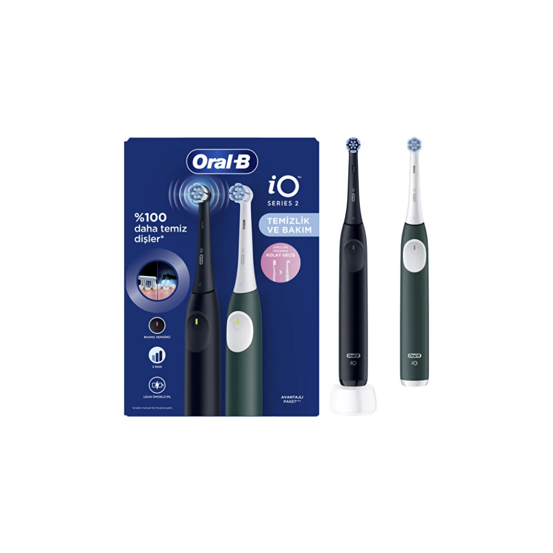 Oral-B IO2 2'li Siyah ve Yeşil Şarjlı Diş Fırçası Seti