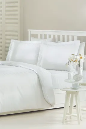 Özdilek Line Tek Kişilik Saten Nevresim Takımı(Beyaz)