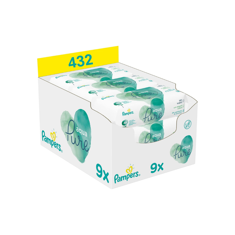 Pampers Prima Islak Havlu Mendil Aqua Pure 432 Yaprak 9'lu Fırsat Paketi thumbnail