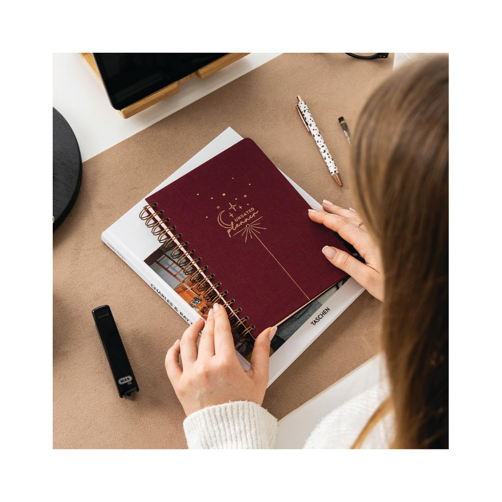 PAPERORA A5 Spiralli Keten Süresiz Planlayıcı Ajanda Bordo