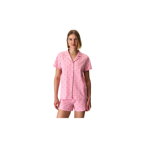 Pembe Pink Stardust Pamuklu Gömlek Şortlu Pijama Takımı