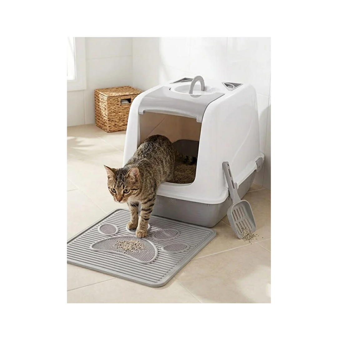 Petozi Kedi Tuvalet Seti (KAPALI TUVALET-PASPAS-KÜREK) Xl Kedi Tuvaleti
