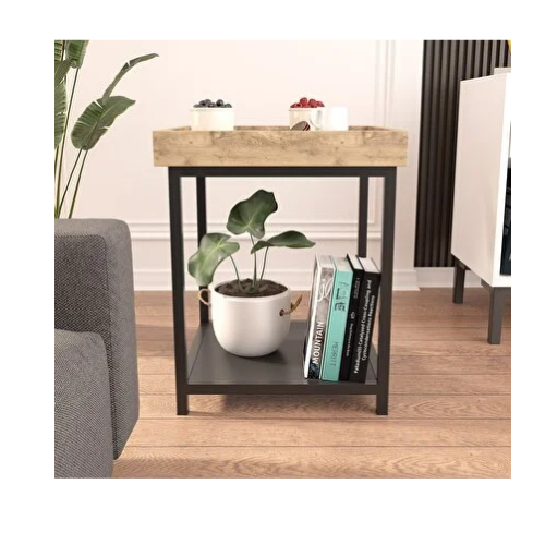 Pratico Eden Tepsili Sehpa Yan Sehpa Atlantik Çam Siyah