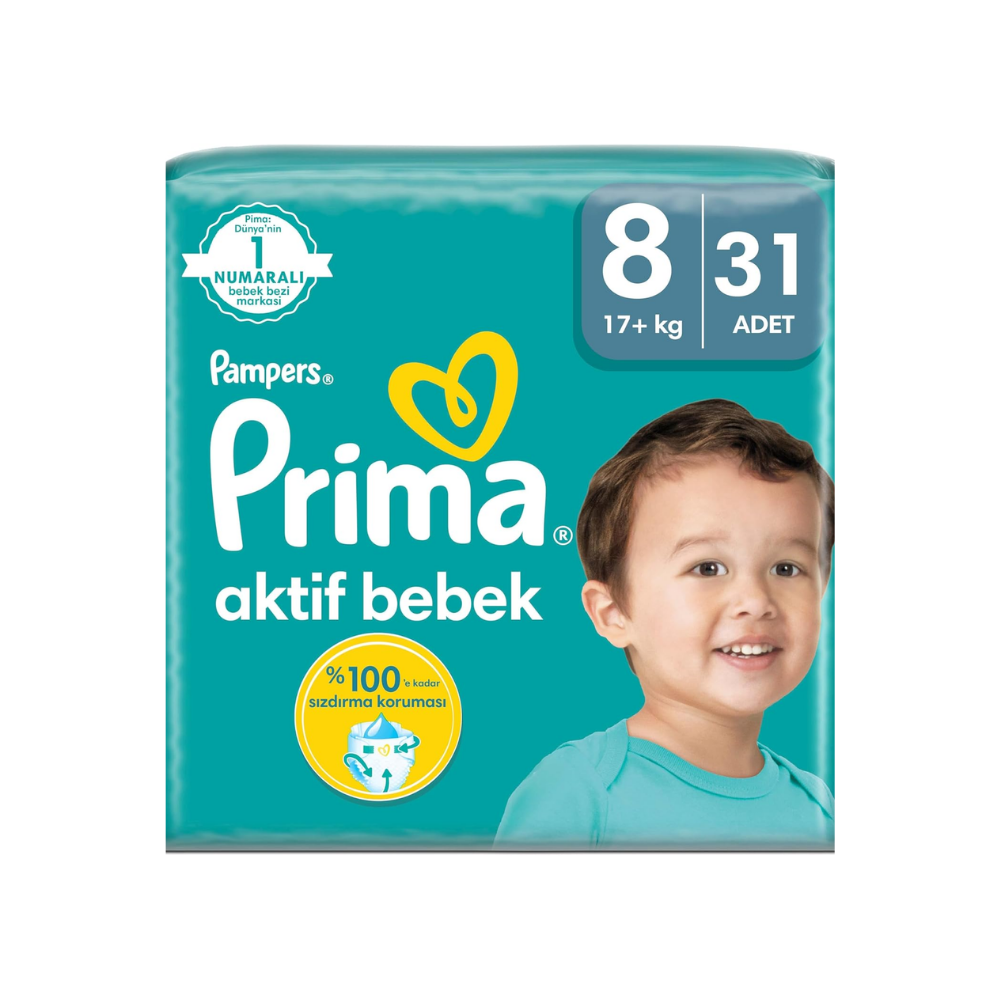 Prima Bebek Bezi Aktif Bebek 8 Beden 31 Adet Fırsat Paketi